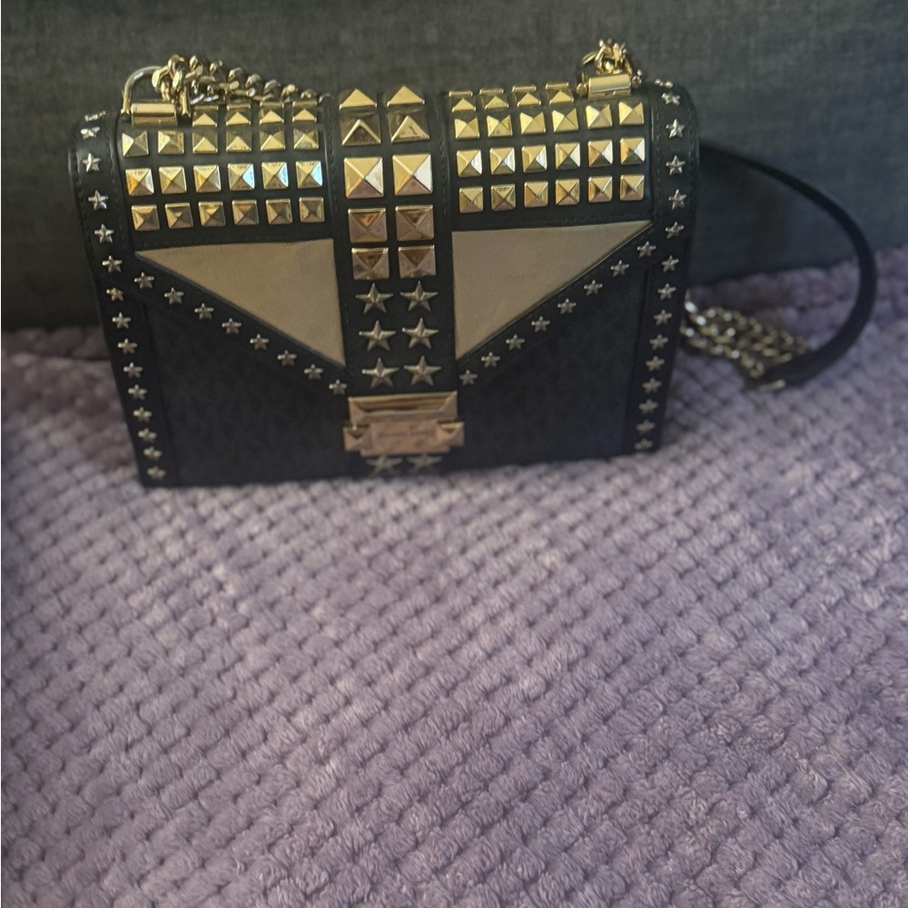 Michael Kors Studded Black and Gold Women's Bag